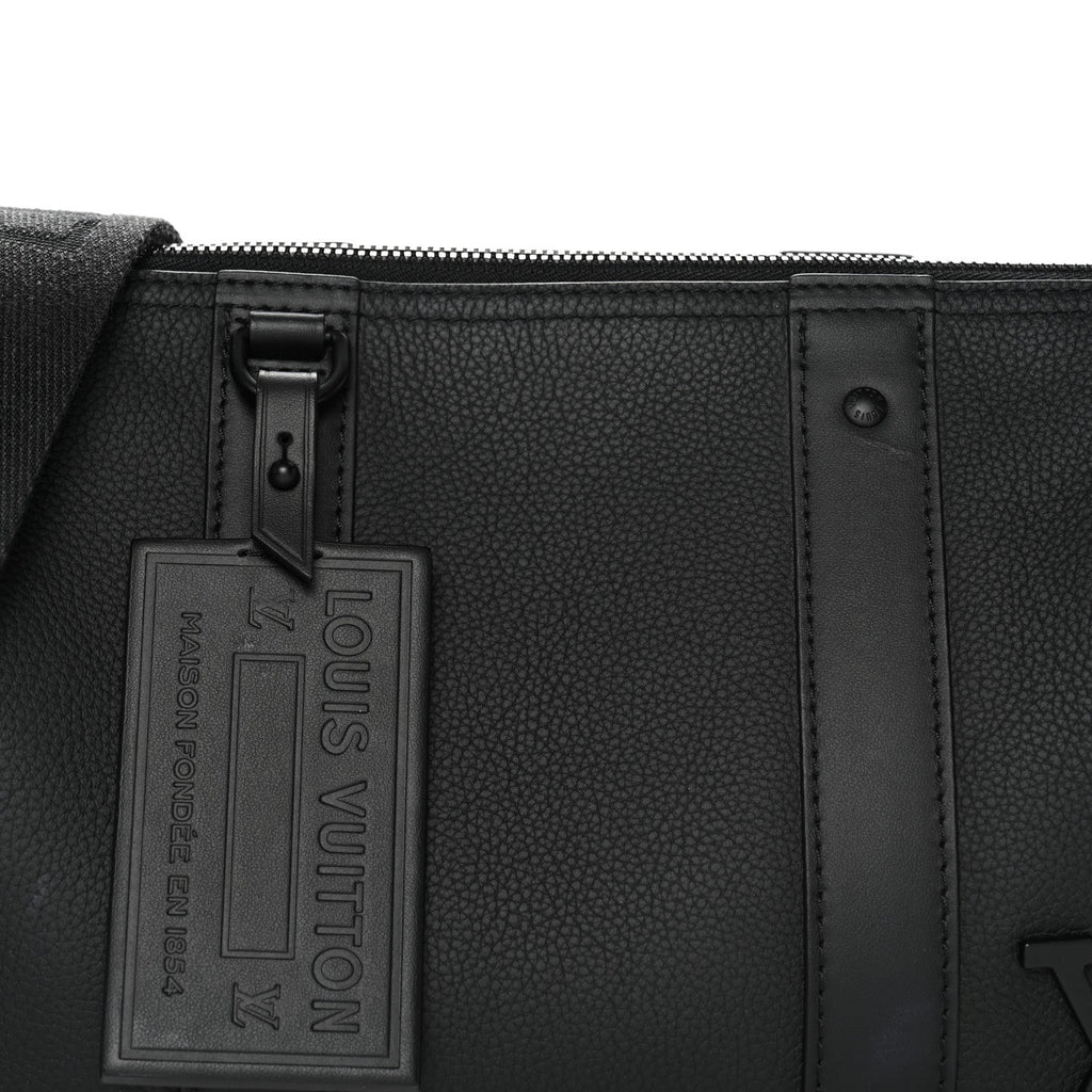 Grained Calfskin Aerogram City Keepall Black