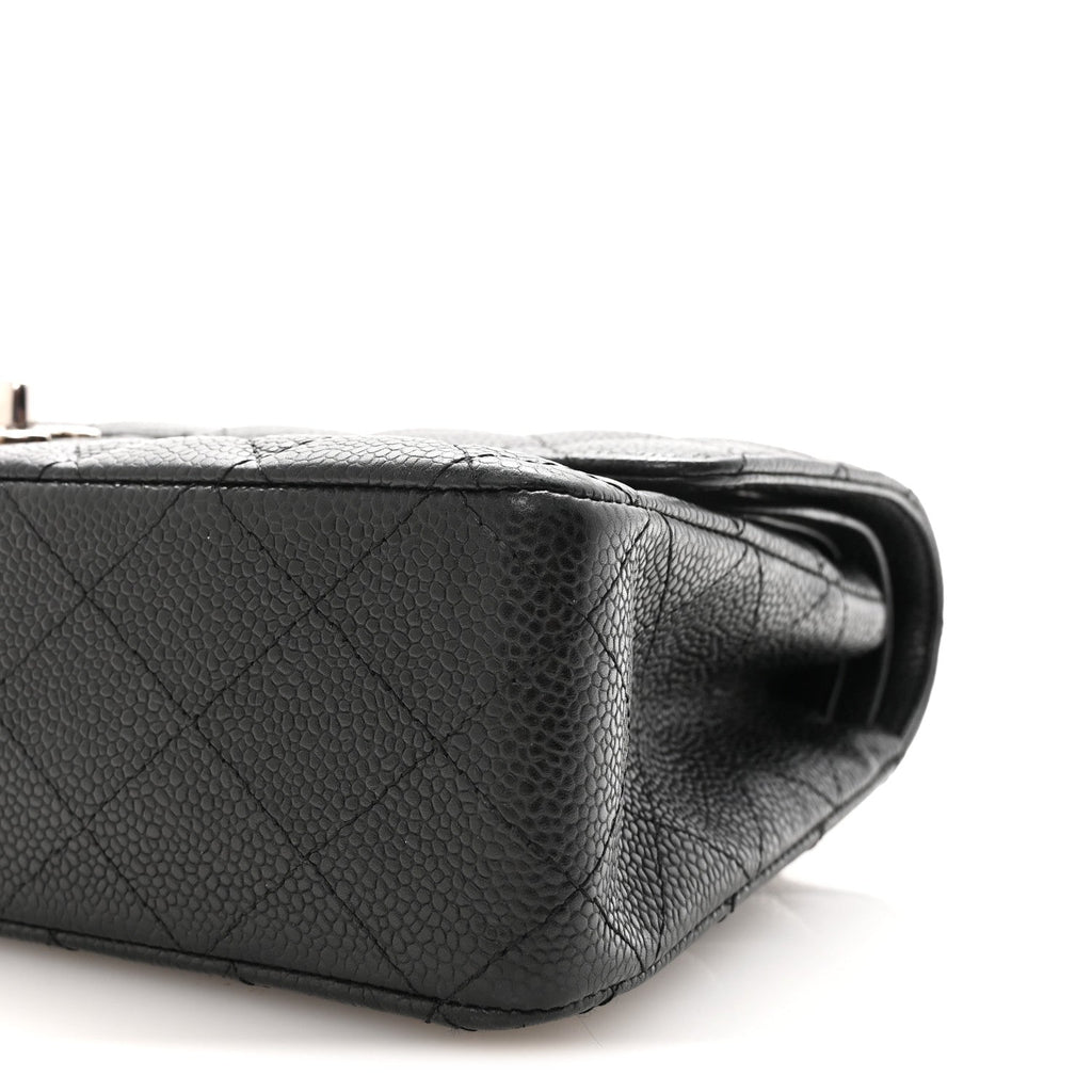 Caviar Quilted Medium Double Flap Black