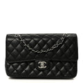 Caviar Quilted Medium Double Flap Black