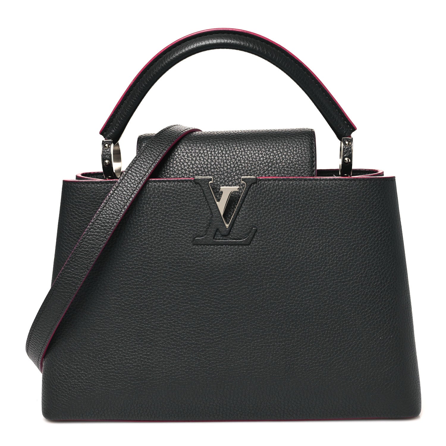 Taurillon Capucines PM Black Fuchsia