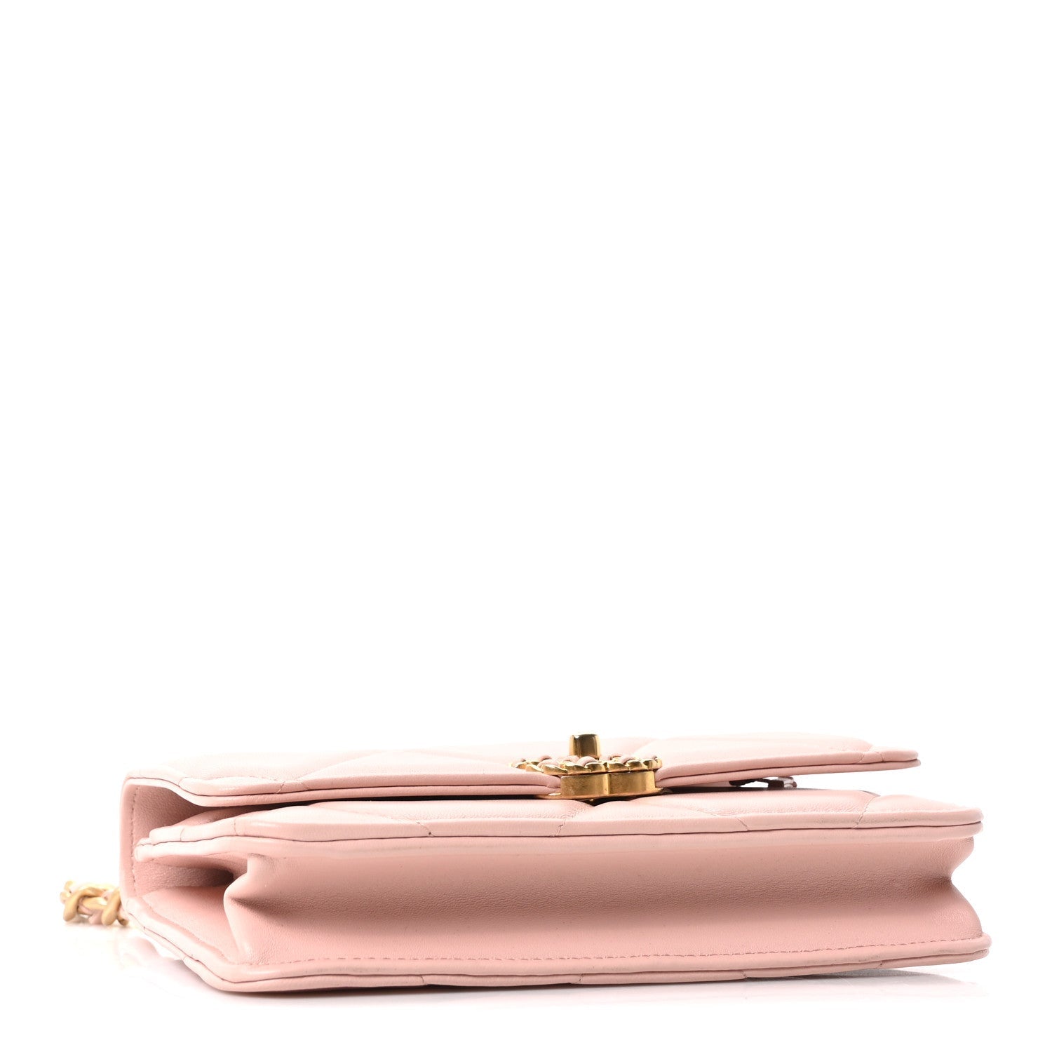 Lambskin Quilted Chanel 19 Wallet On Chain WOC Light Pink