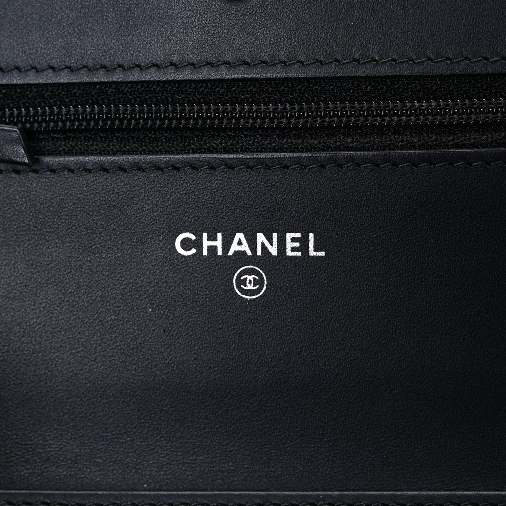 Aged Calfskin Quilted Lucky Charms 2.55 Reissue Wallet On Chain WOC Black