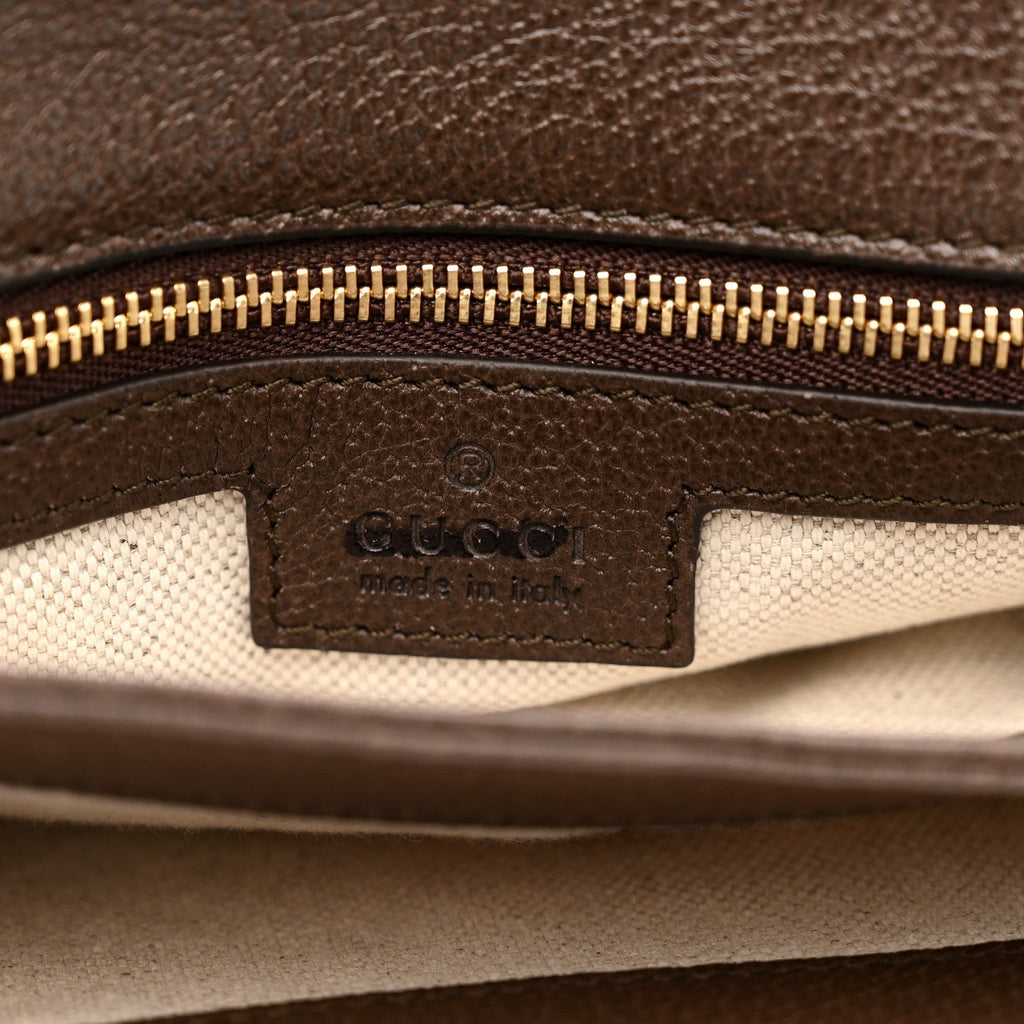 GG Supreme Monogram Textured Dollar Calfskin Web Medium Blondie Top Handle Shoulder Flap Bag Beige Ebony New Acero