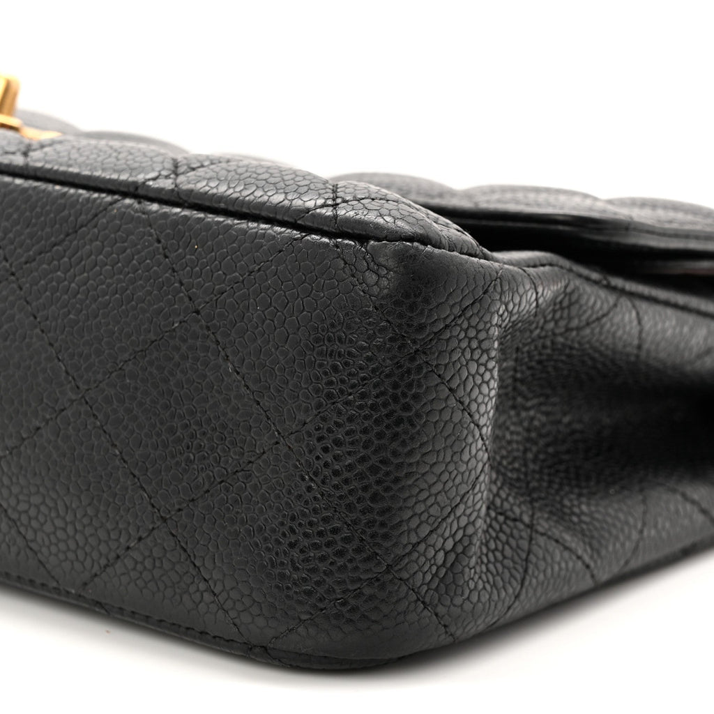 Caviar Quilted Medium Double Flap Black