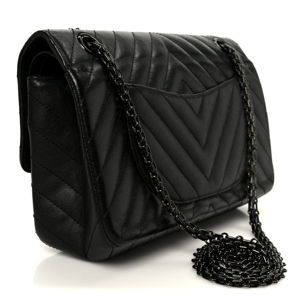 Sheepskin Chevron Quilted 2.55 Reissue 225 Double Flap So Black