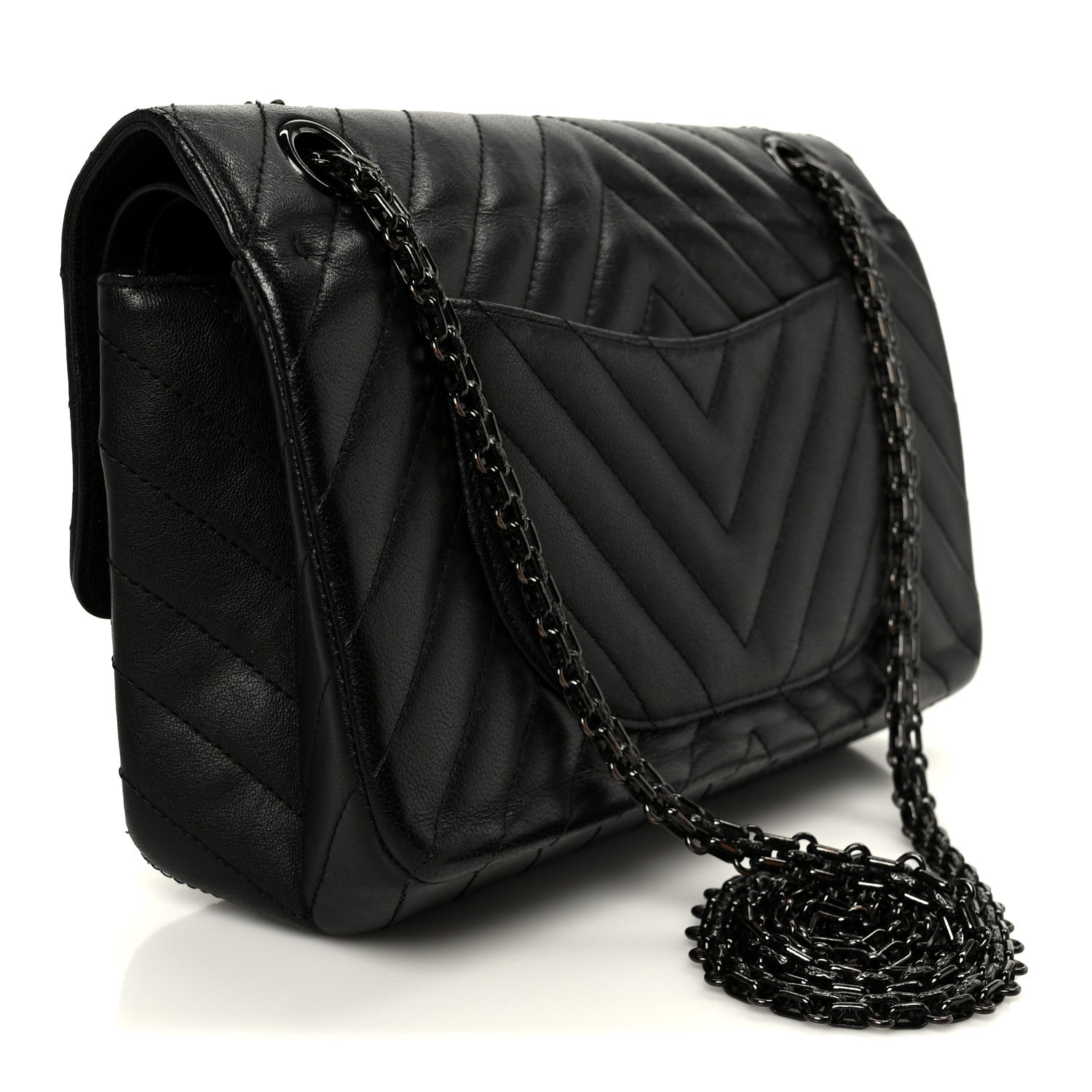 Sheepskin Chevron Quilted 2.55 Reissue 225 Double Flap So Black