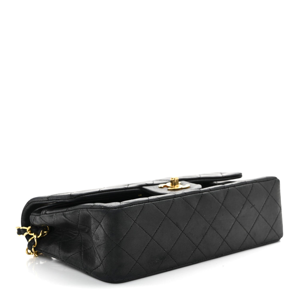 Lambskin Quilted Small Double Flap Black