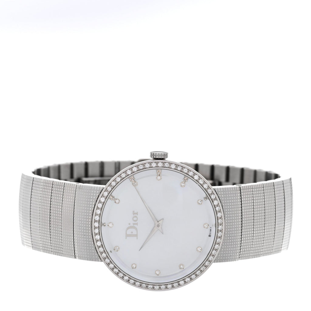 Stainless Steel Diamond Bezel Mother of Pearl 33mm La D De Dior Quartz Watch