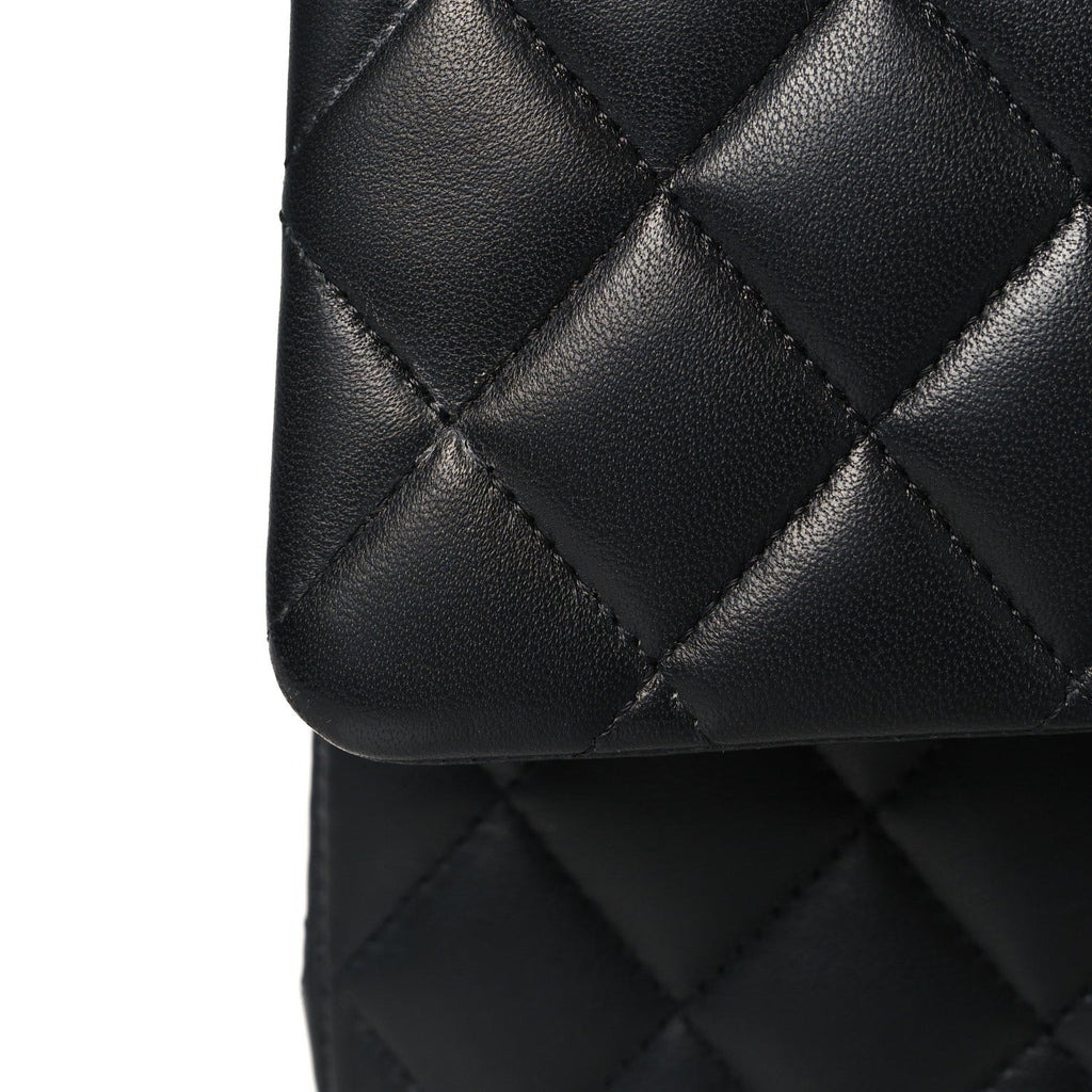 Lambskin Quilted Medium Double Flap Black