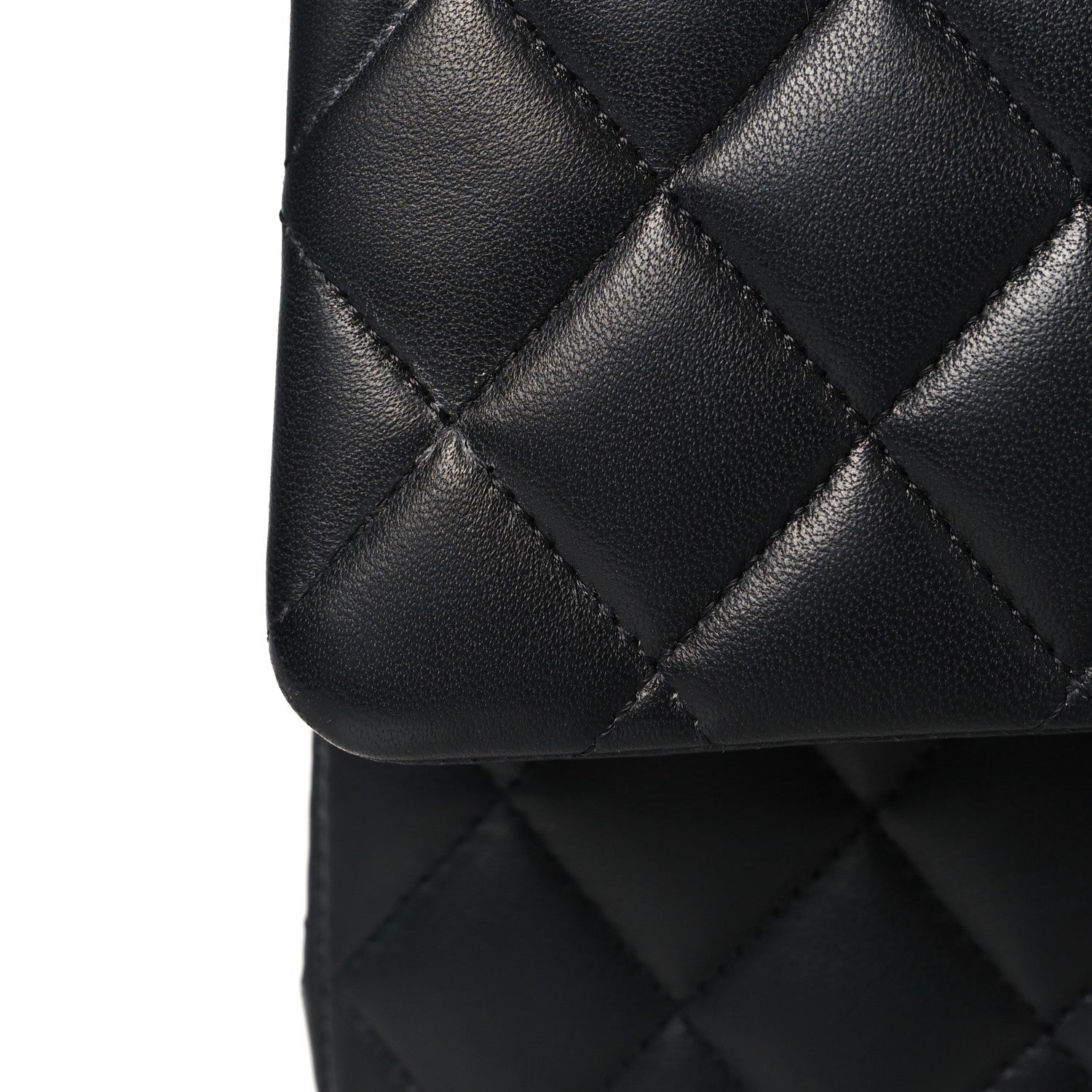 Lambskin Quilted Medium Double Flap Black