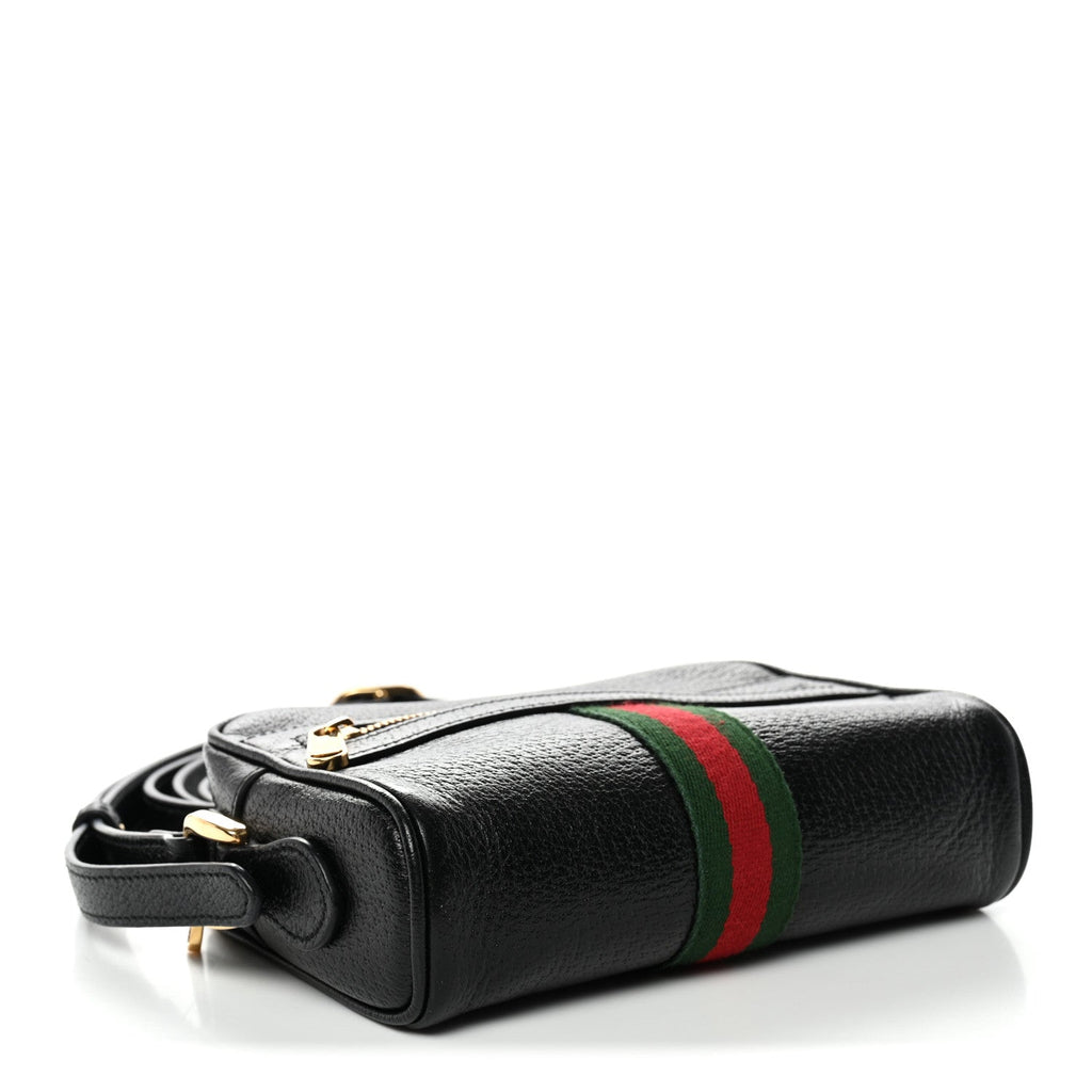 Calfskin Web Mini Ophidia Shoulder Bag Black