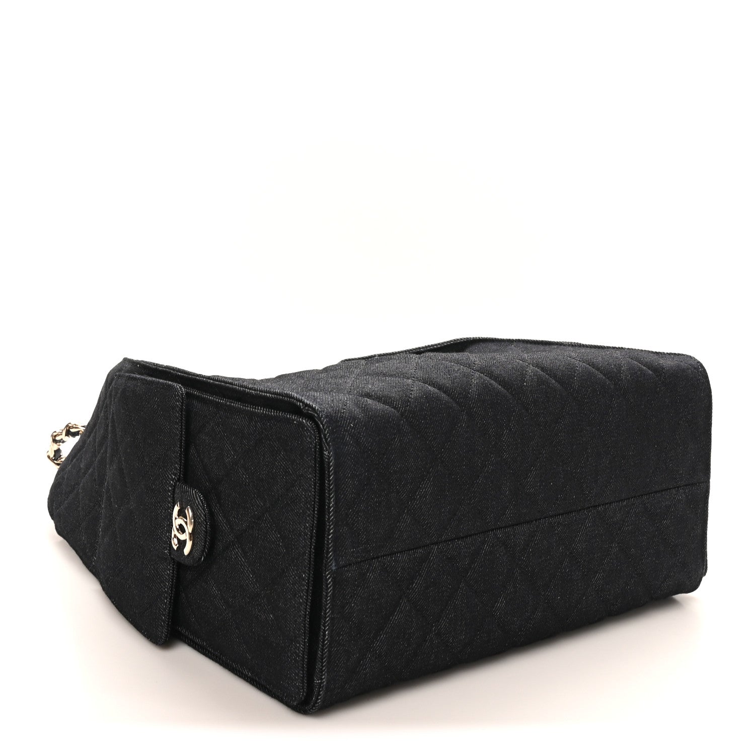 Denim Quilted Medium Chanel 25 Handbag Dark Blue