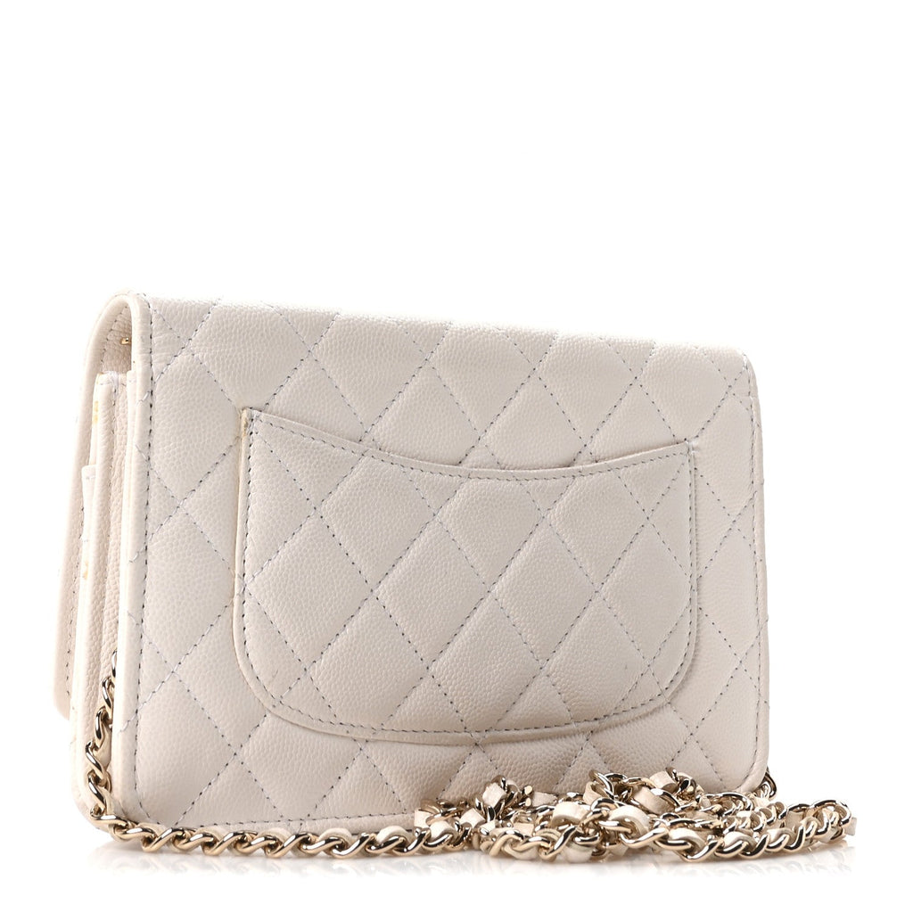 Caviar Quilted Wallet On Chain WOC White