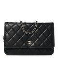 Lambskin Quilted Wallet On Chain WOC Black