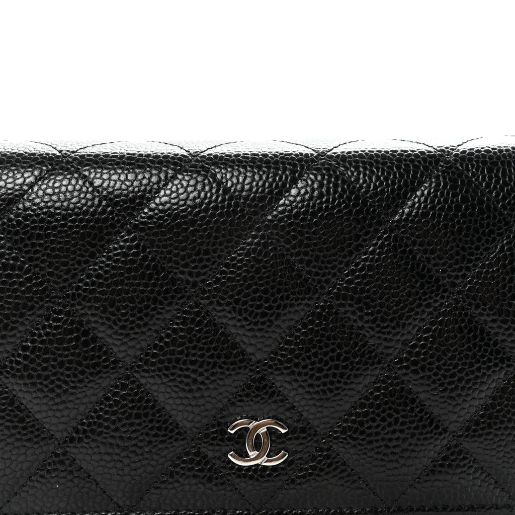 Caviar Quilted Wallet on Chain WOC Black