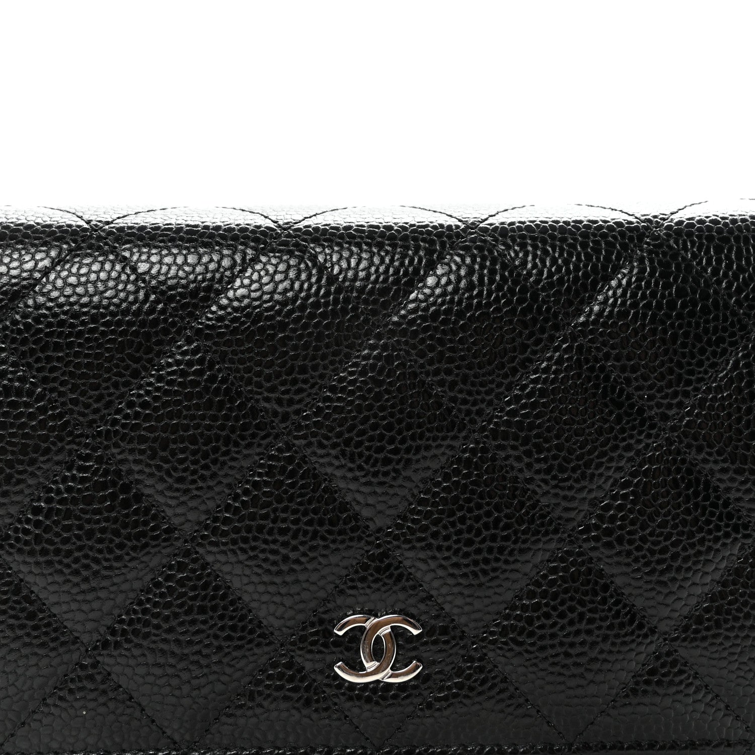Caviar Quilted Wallet on Chain WOC Black