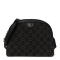 Denim Cuoio Harness GG Monogram Small Ophidia Dome Shoulder Bag Black Medium Grey