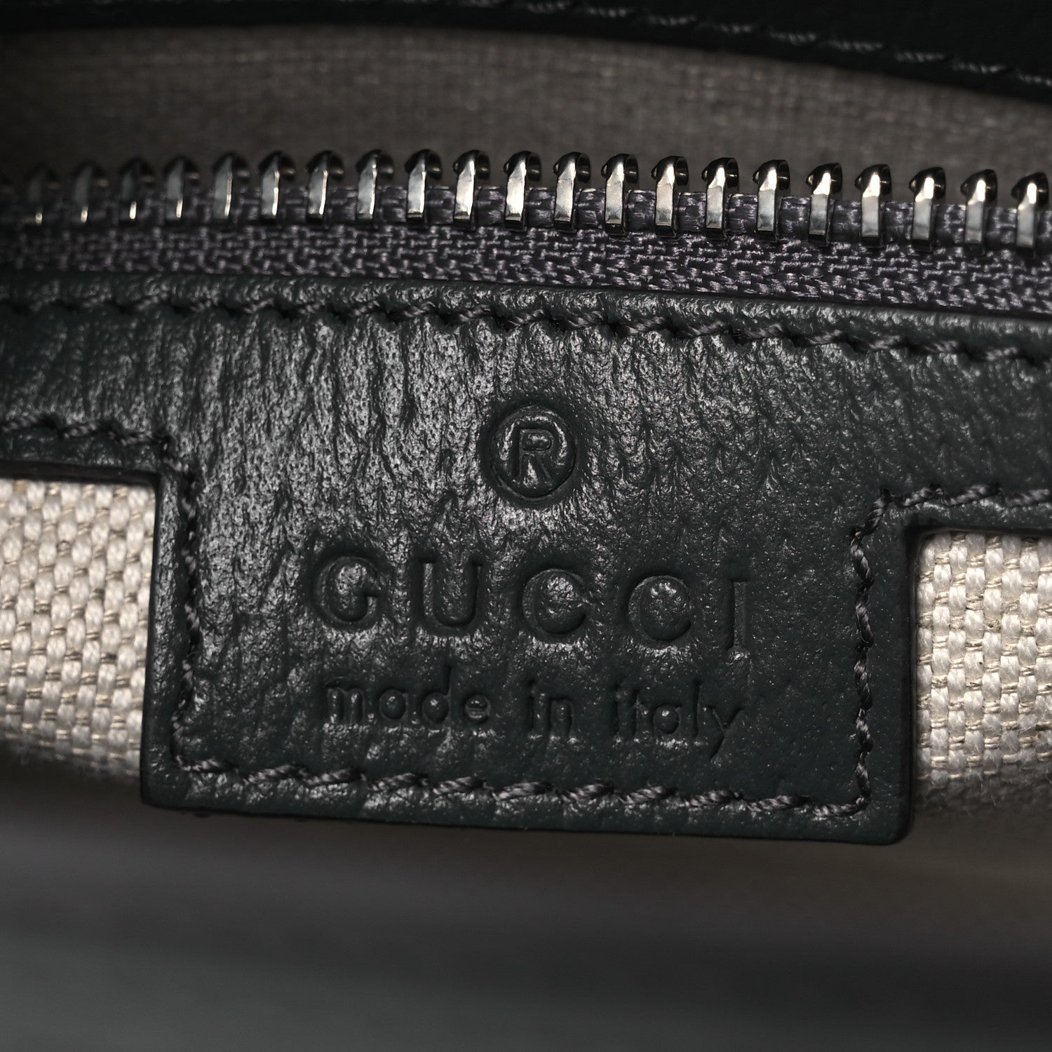 GG Supreme Monogram Textured Dollar Calfskin Web Small Ophidia Shoulder Bag Grey Black Graphite Grey