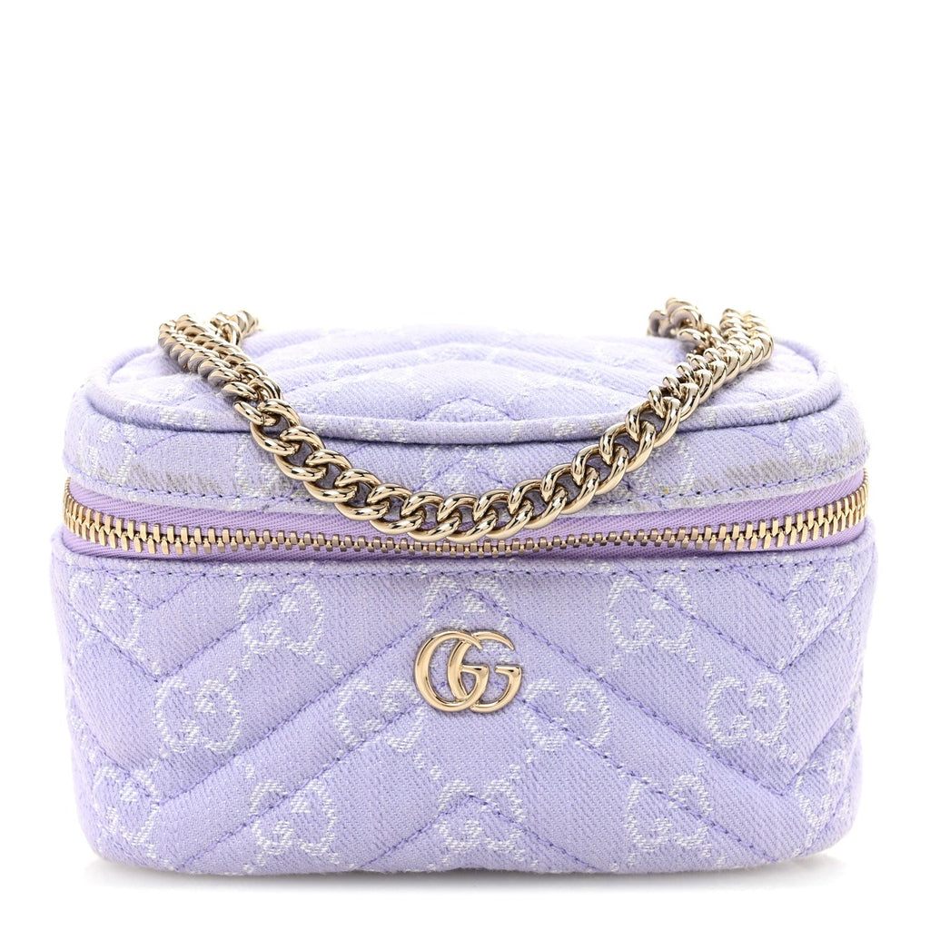Denim GG Monogram Nano GG Marmont Vanity Bag Light Purple