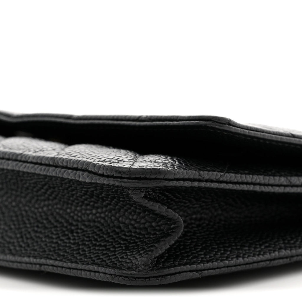 Caviar Quilted Wallet on Chain WOC Black