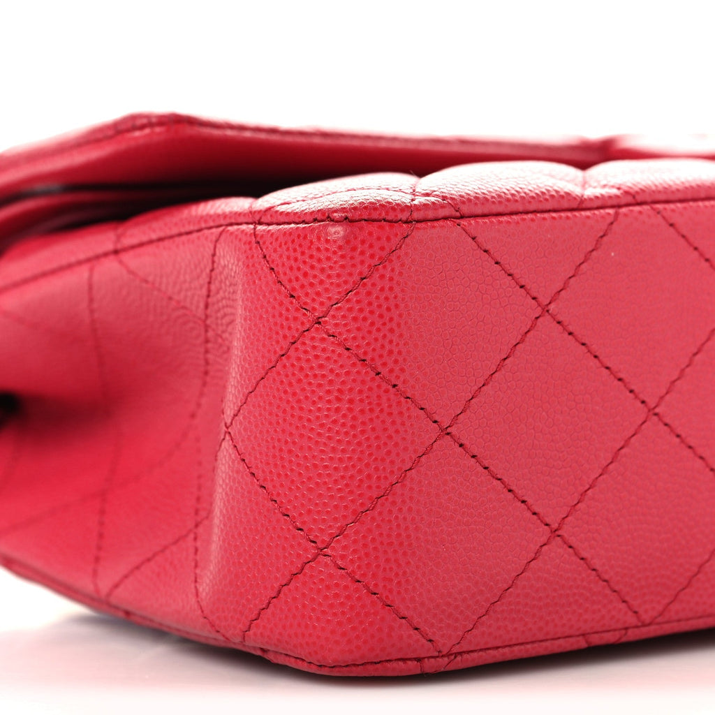 Caviar Quilted Medium Double Flap Dark Pink