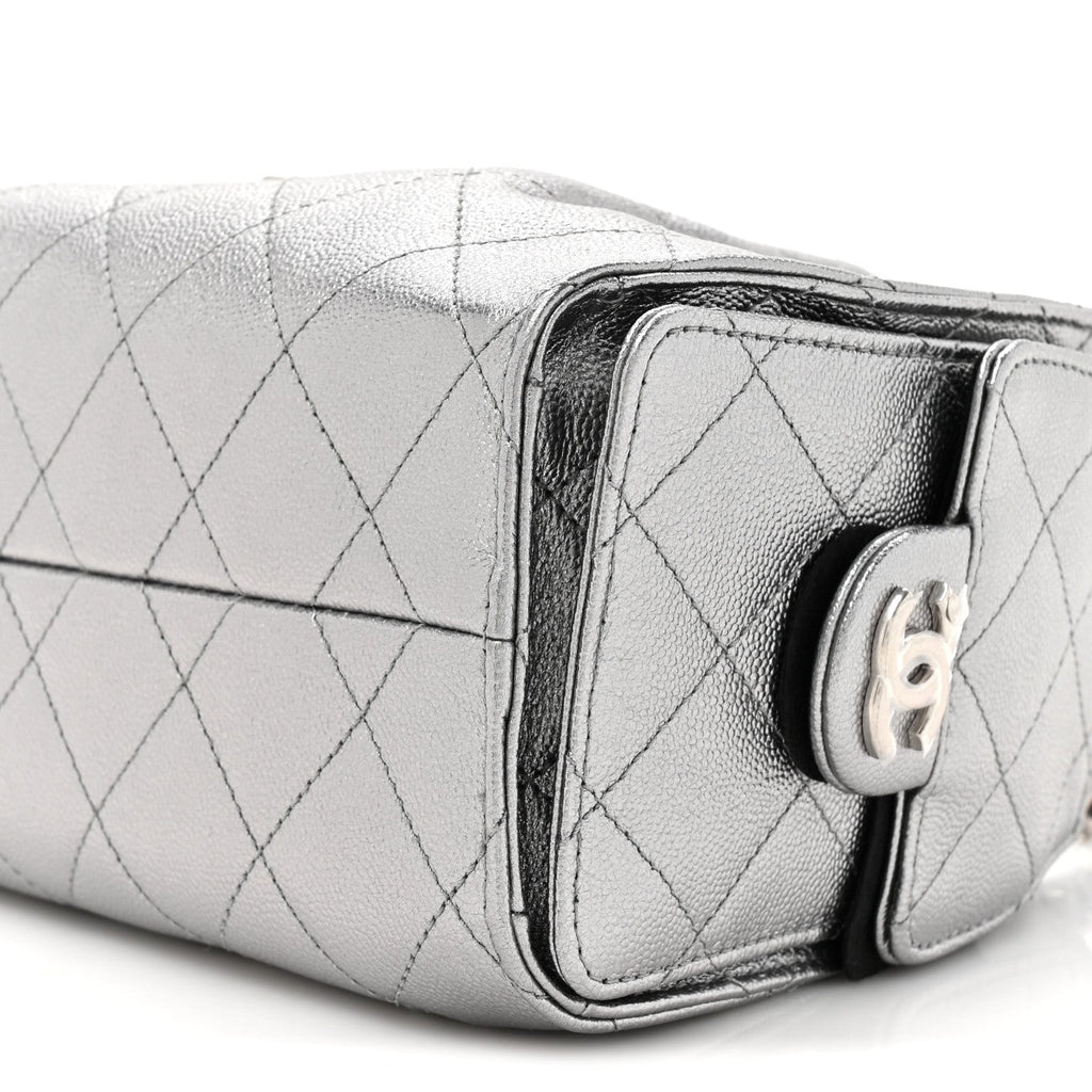 Metallic Caviar Quilted Mini Chanel 25 Handbag Anthracite
