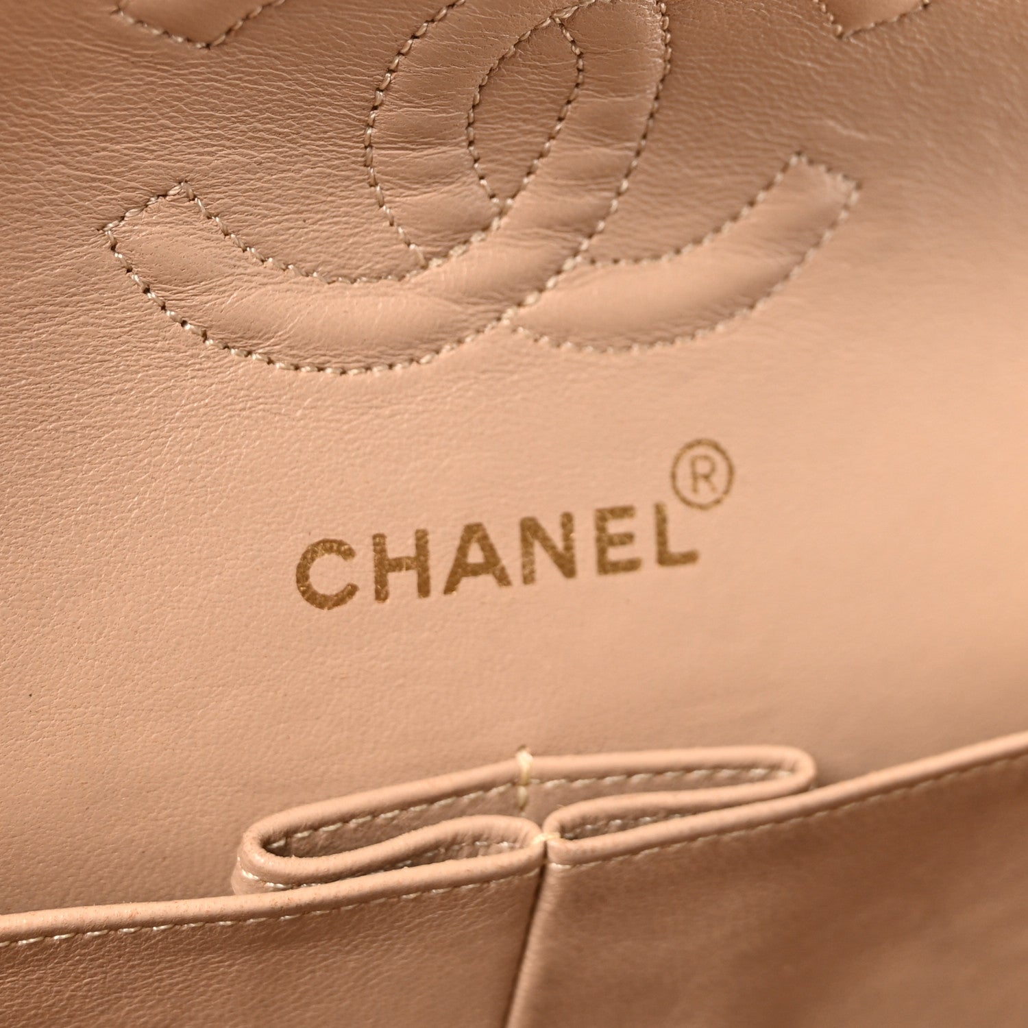 Lambskin Quilted Small Double Flap Beige