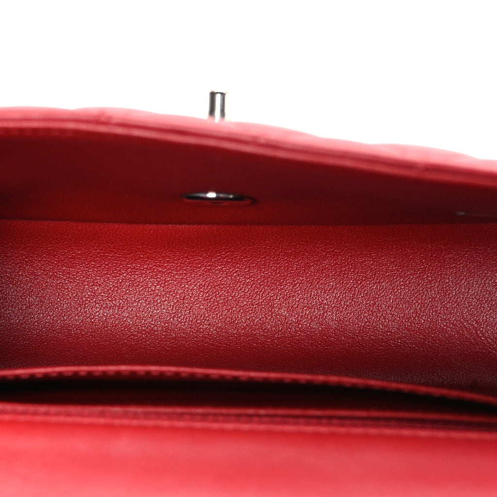 Lambskin Quilted Mini Rectangular Flap Red
