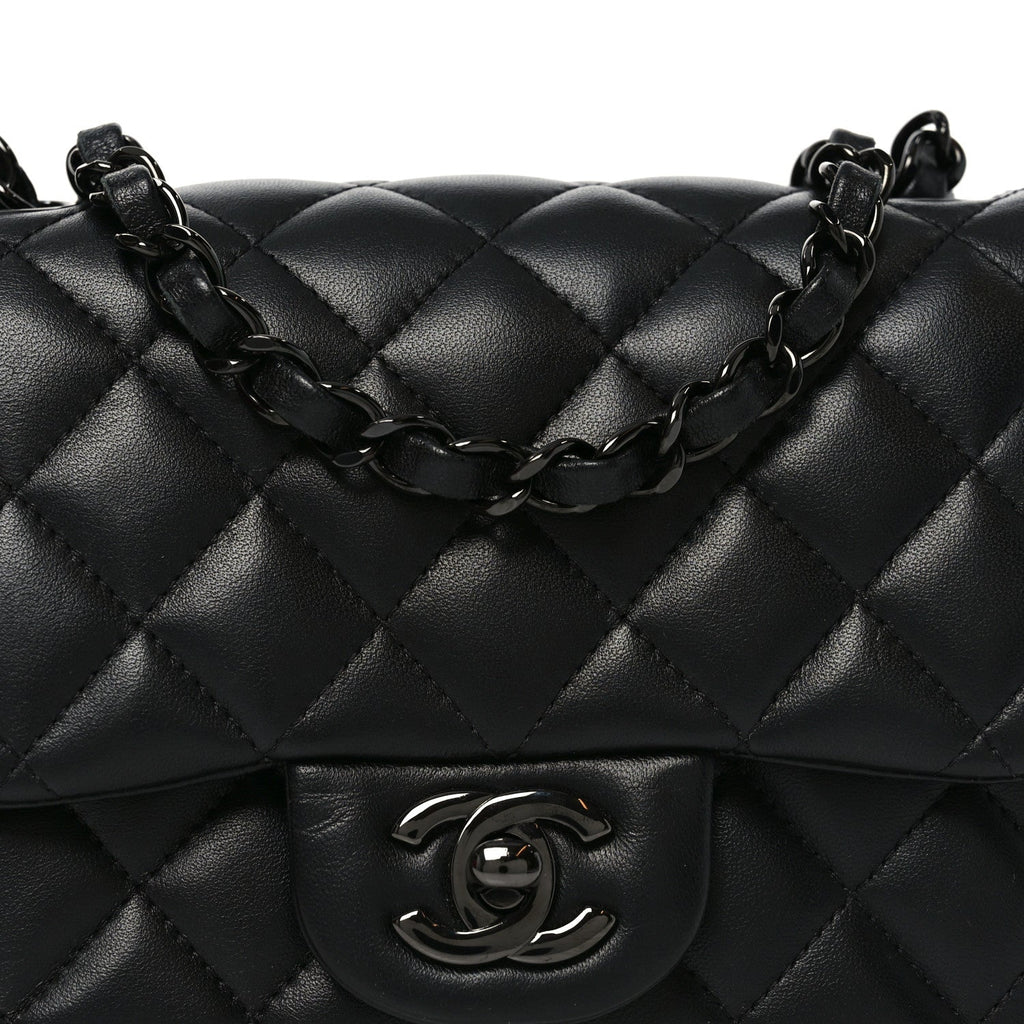 Lambskin Quilted Mini Square Flap So Black
