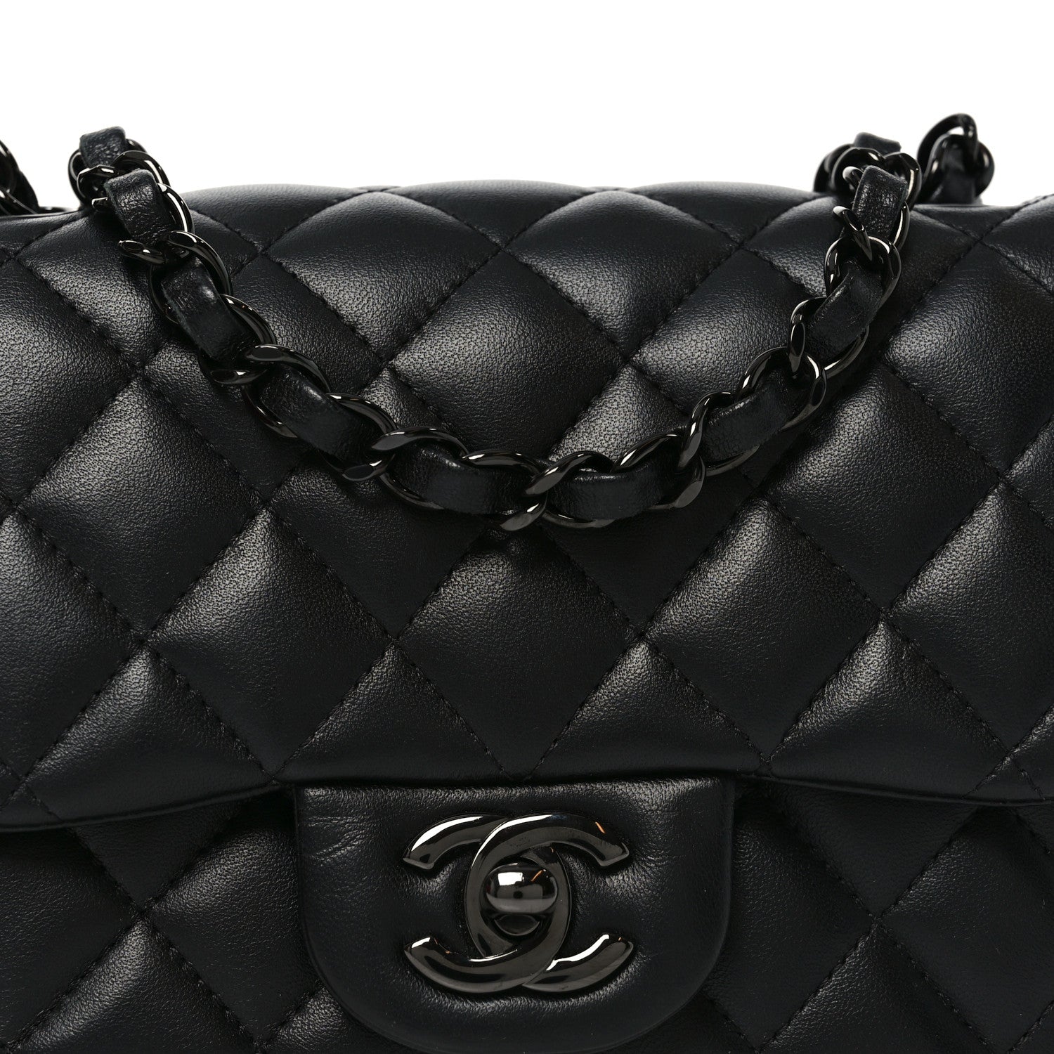 Lambskin Quilted Mini Square Flap So Black