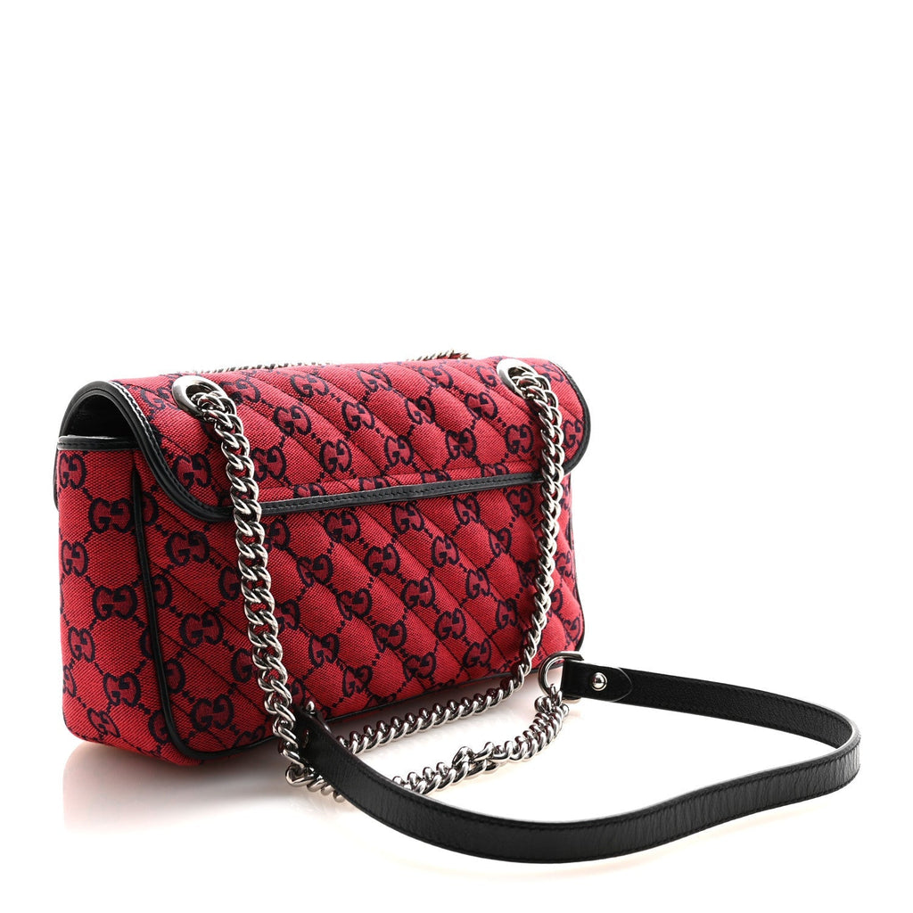 Monogram Multicolor Matelasse Diagonal Floral Embroidered Super Mini GG Marmont Shoulder Bag Red Blue Multicolor
