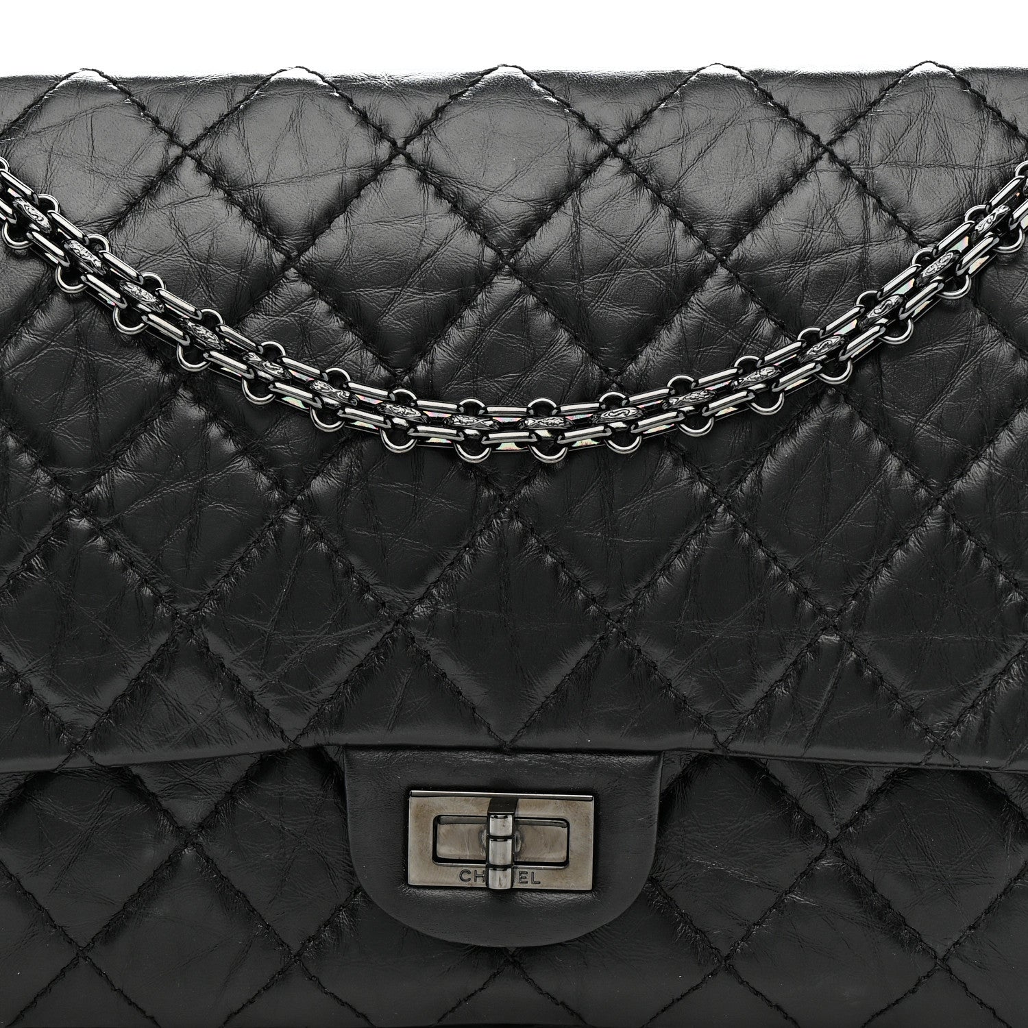 Aged Calfskin Quilted 2.55 Reissue 226 Flap So Black