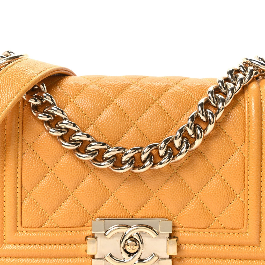 Caviar Quilted Small Boy Flap Yellow