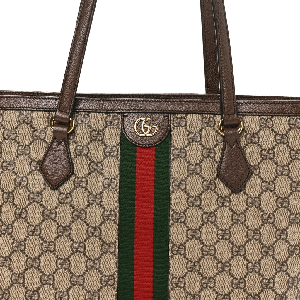 GG Supreme Monogram Medium Ophidia Shopping Tote Brown