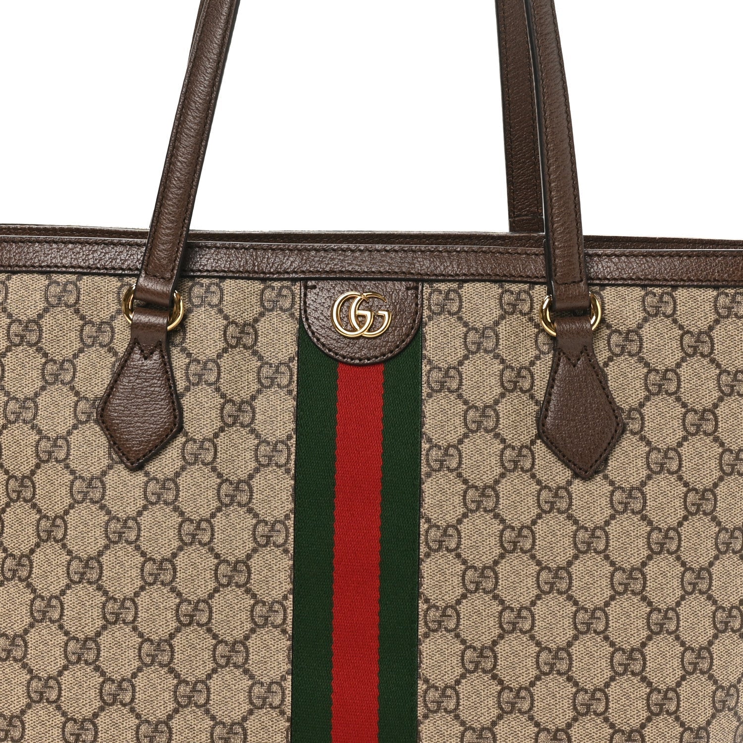 GG Supreme Monogram Medium Ophidia Shopping Tote Brown