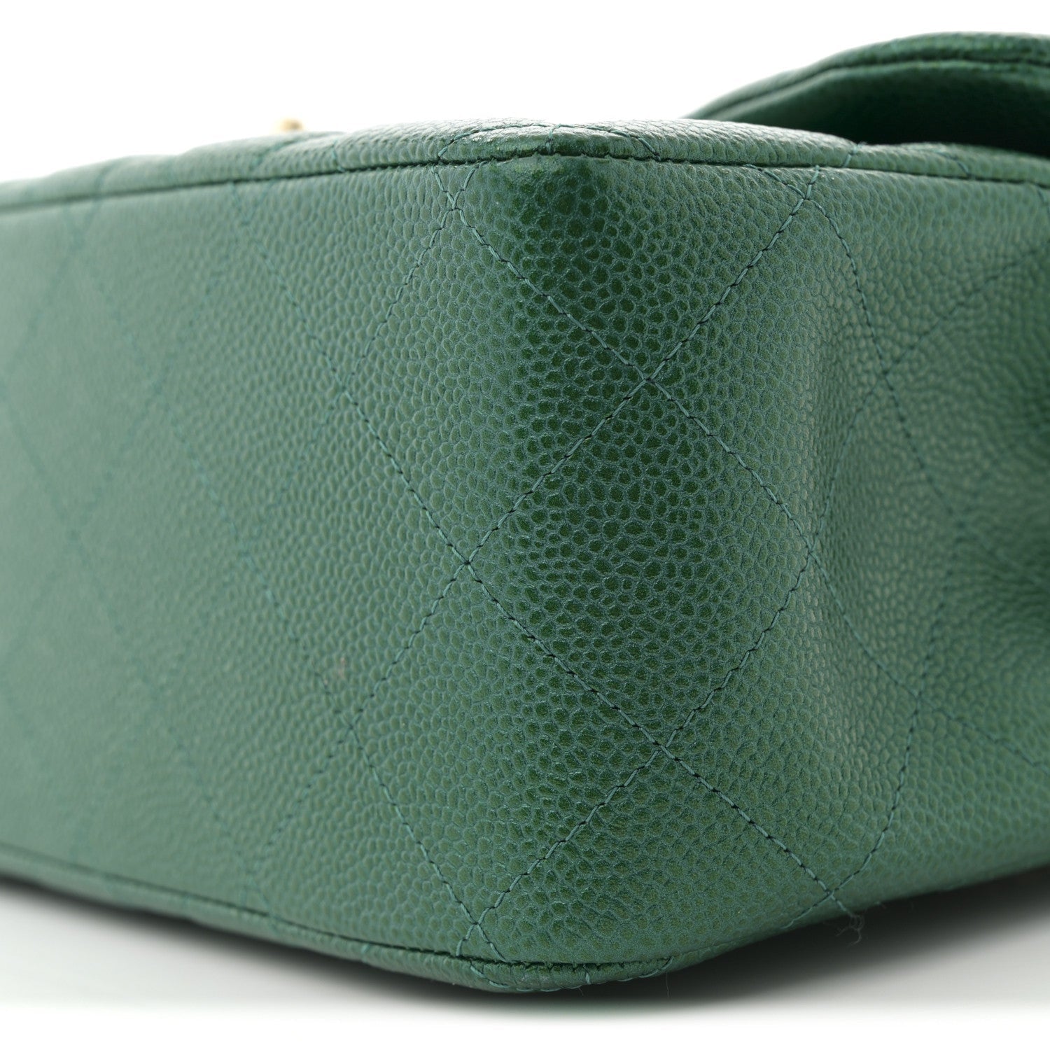 Metallic Caviar Quilted Jumbo Double Flap Green