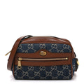 New Denim GG Monogram Dollar Calfskin Mini Ophidia Shoulder Bag Blue Tea Cuir Epilog