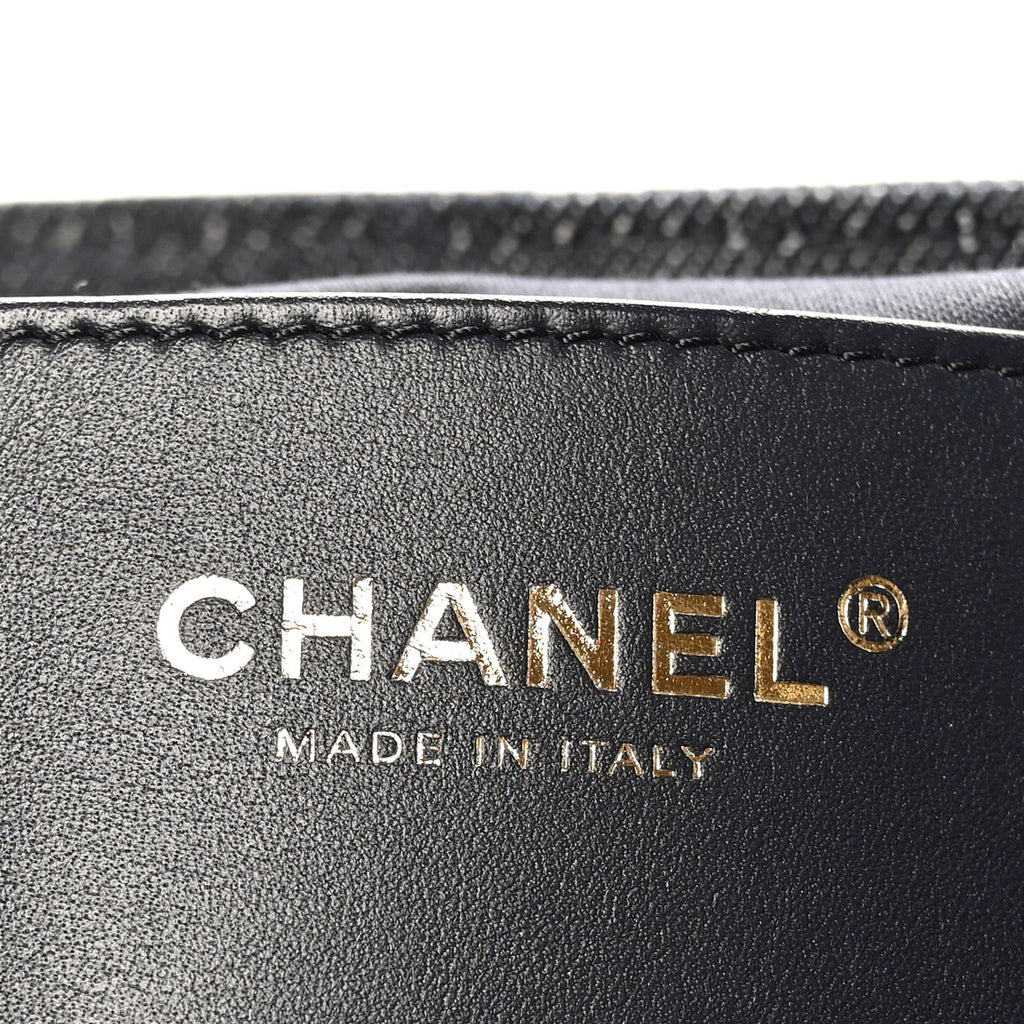 Denim Quilted Medium Chanel 25 Handbag Dark Blue