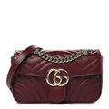Calfskin Matelasse Small GG Marmont Shoulder Bag Rosso Ancora