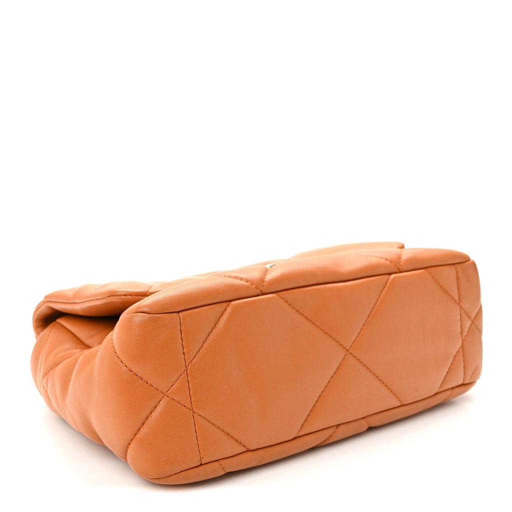 Lambskin Quilted Medium Chanel 19 Flap Light Brown