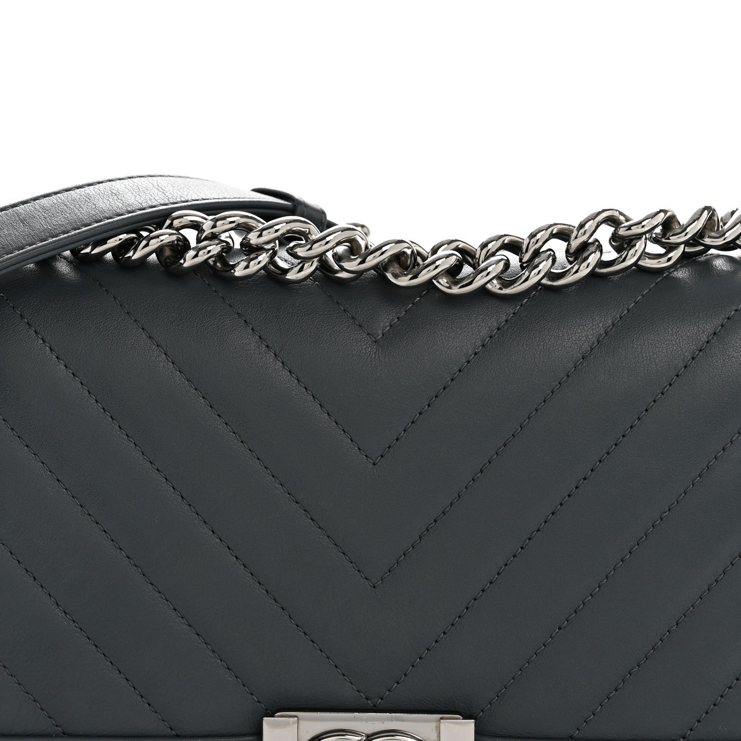Calfskin Chevron Quilted New Medium Boy Flap Dark Navy Blue