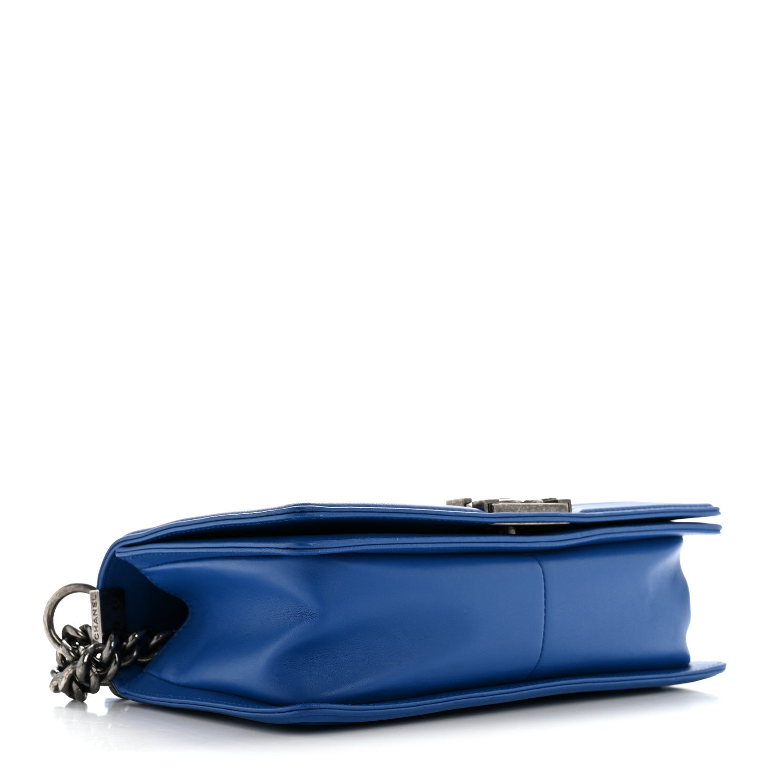 Calfskin Chevron Quilted Medium Boy Flap Blue
