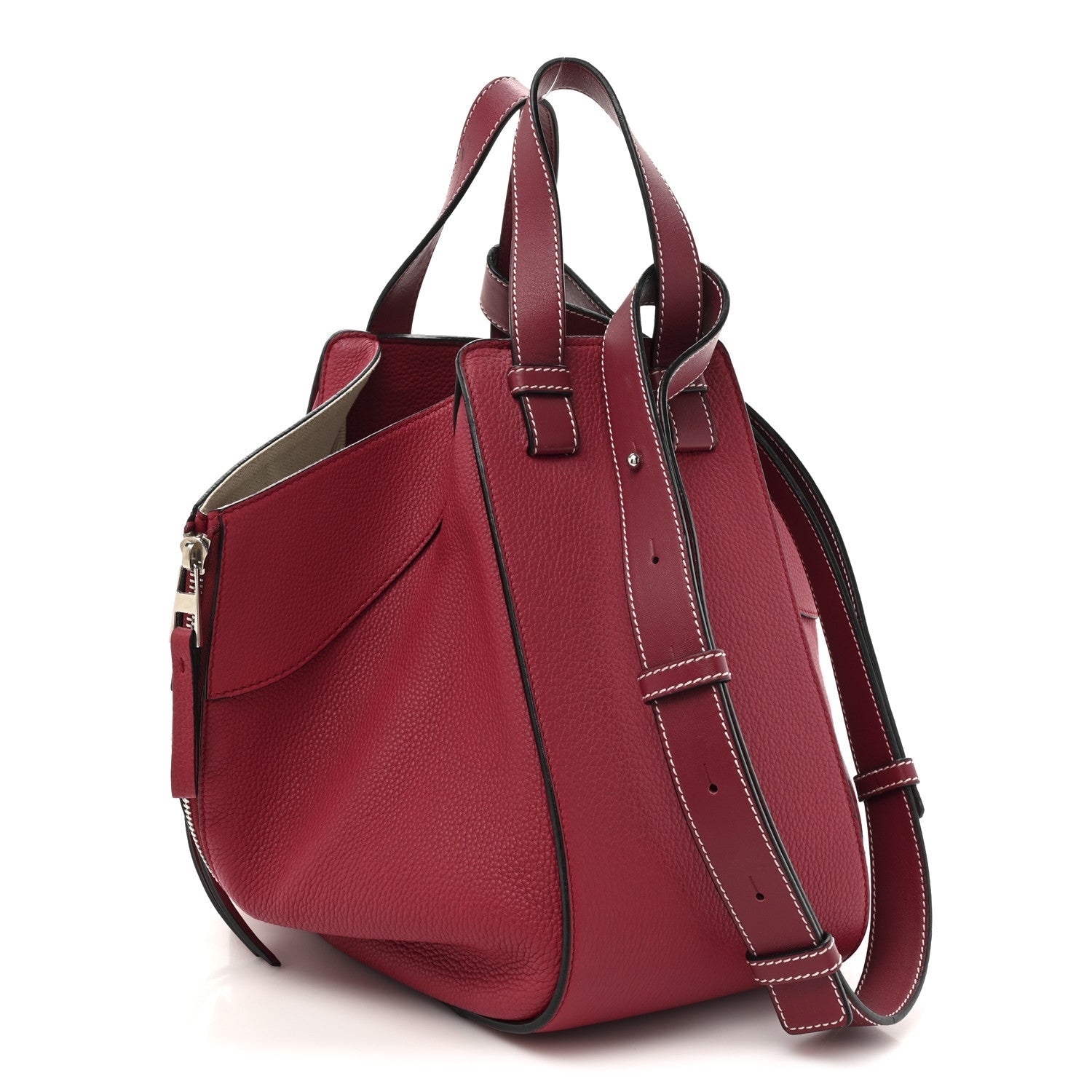 Grained Calfskin Small Hammock Shoulder Bag Raspberry