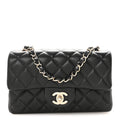Lambskin Quilted Mini Rectangular Flap Black