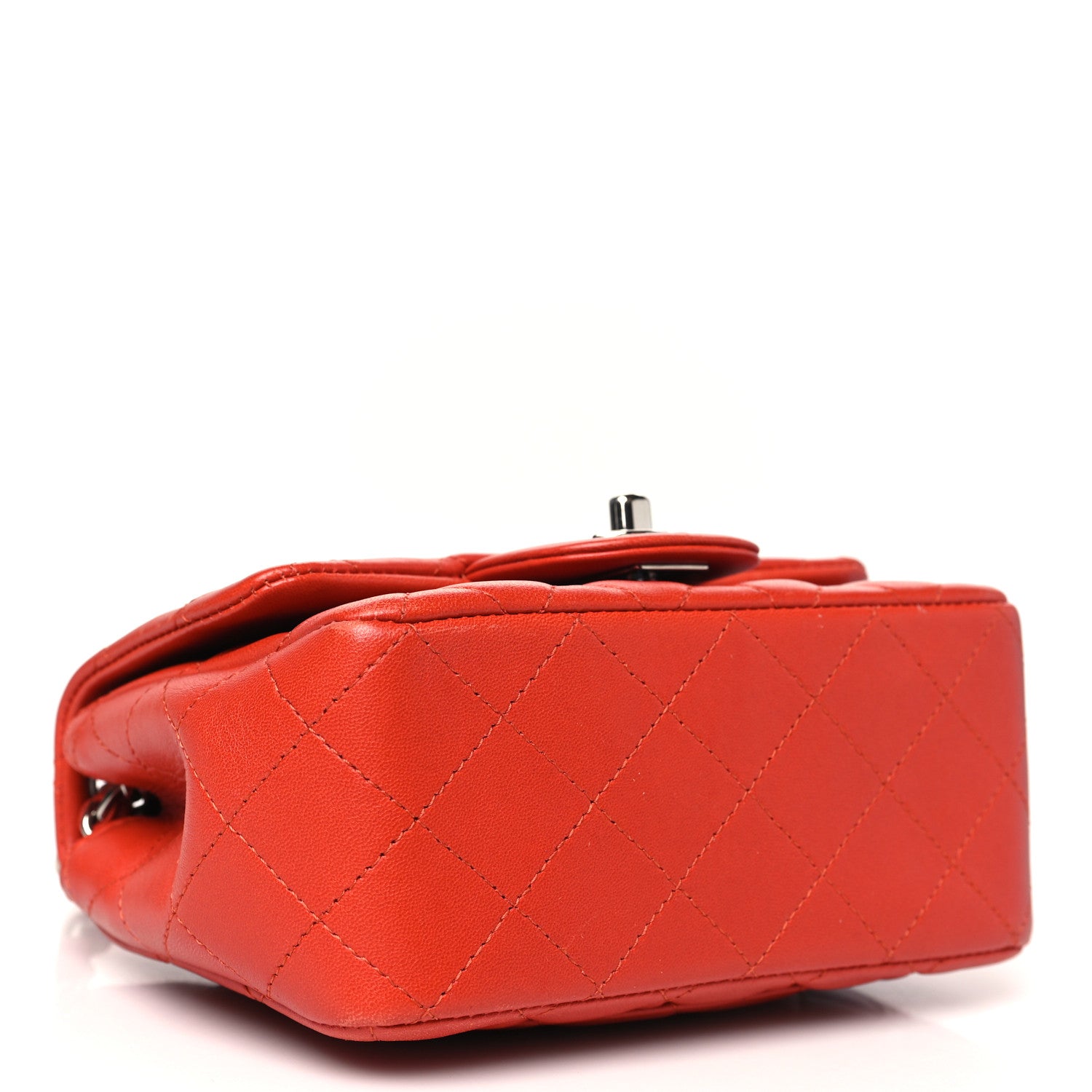 Lambskin Quilted Mini Square Flap Orange