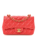 Lambskin Quilted Mini Rectangular Flap Red