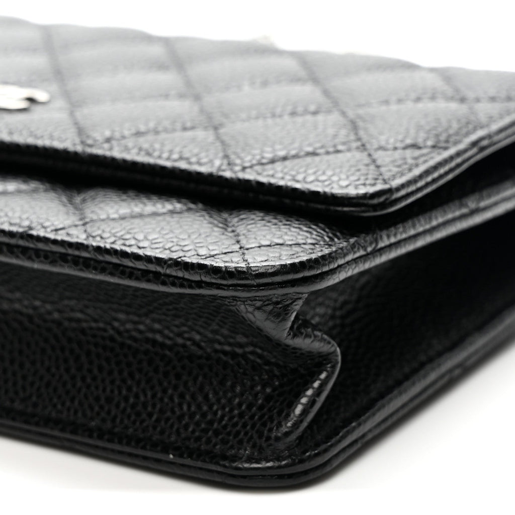 Caviar Quilted Wallet on Chain WOC Black
