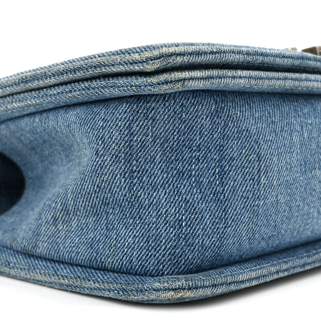 Denim Quilted Medium Boy Flap Blue
