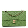 Caviar Quilted Small Double Flap Green