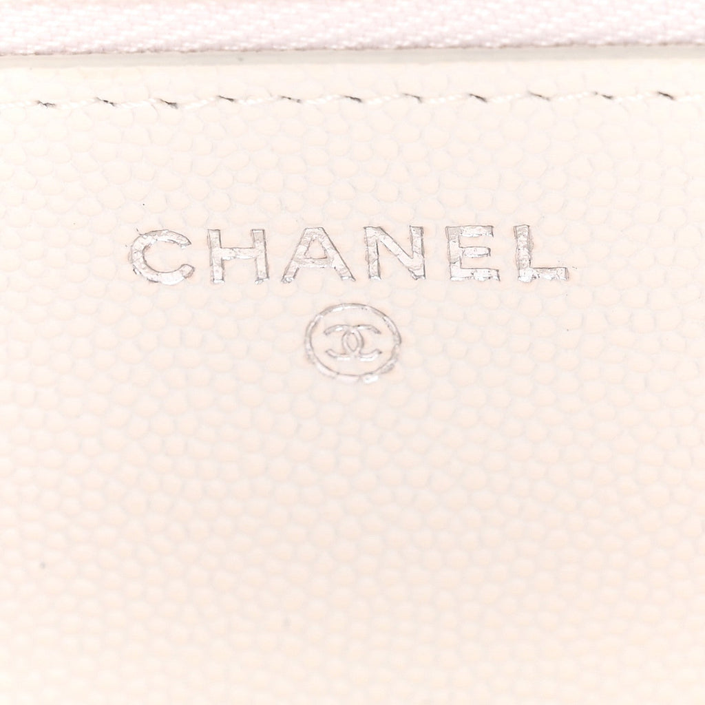 Caviar Quilted Chanel 19 Wallet On Chain WOC White Pink